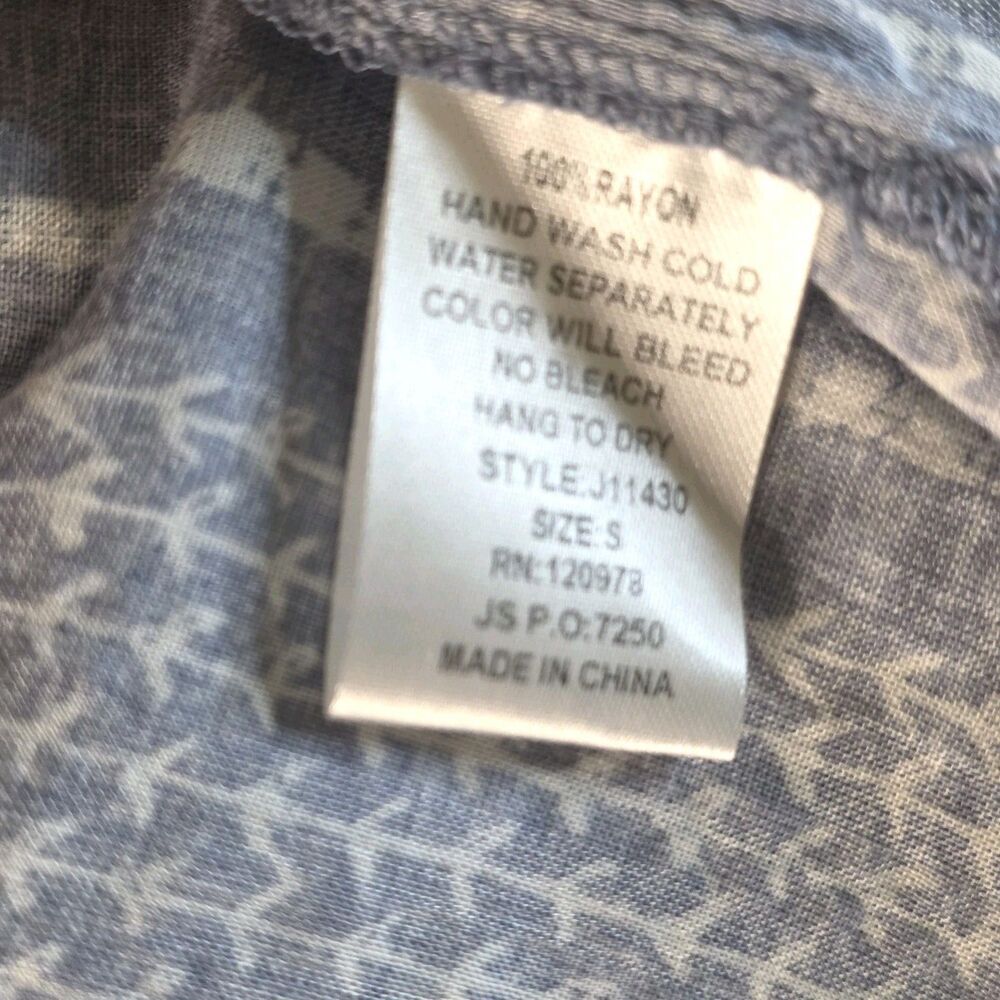 Entro Dusty Blue Print Kimono Cardigan Women S Open Front Boho Lightweight Rayon - Picture 7 of 8